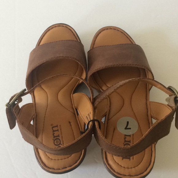 Born Shoes Womens Born Brown Leather Chunky Heel Sandals Poshmark